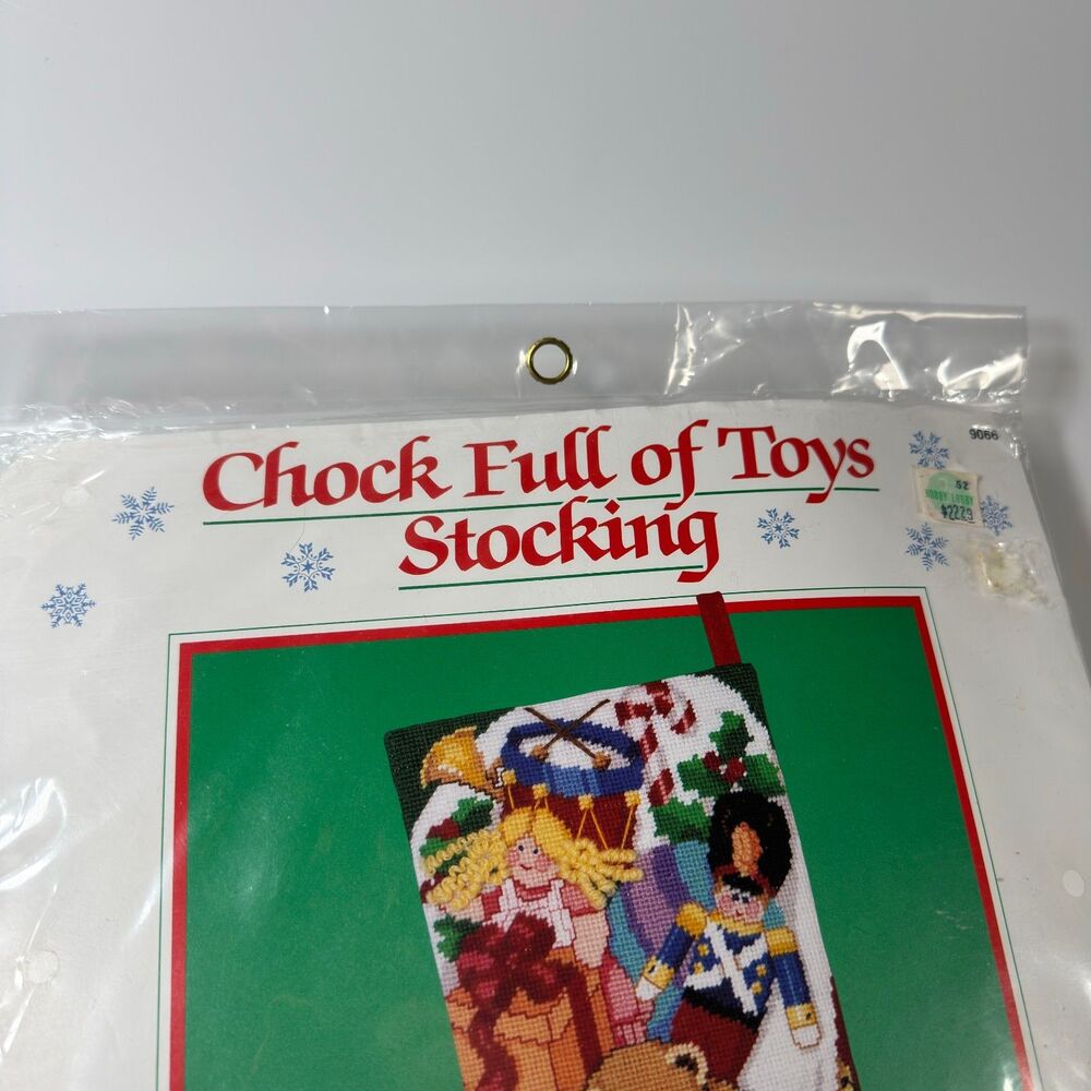 VTG DIMENSIONS Needlepoint Christmas Stocking Kit CHOCK FULL OF TOYS SEALED NEW - Picture 5 of 8